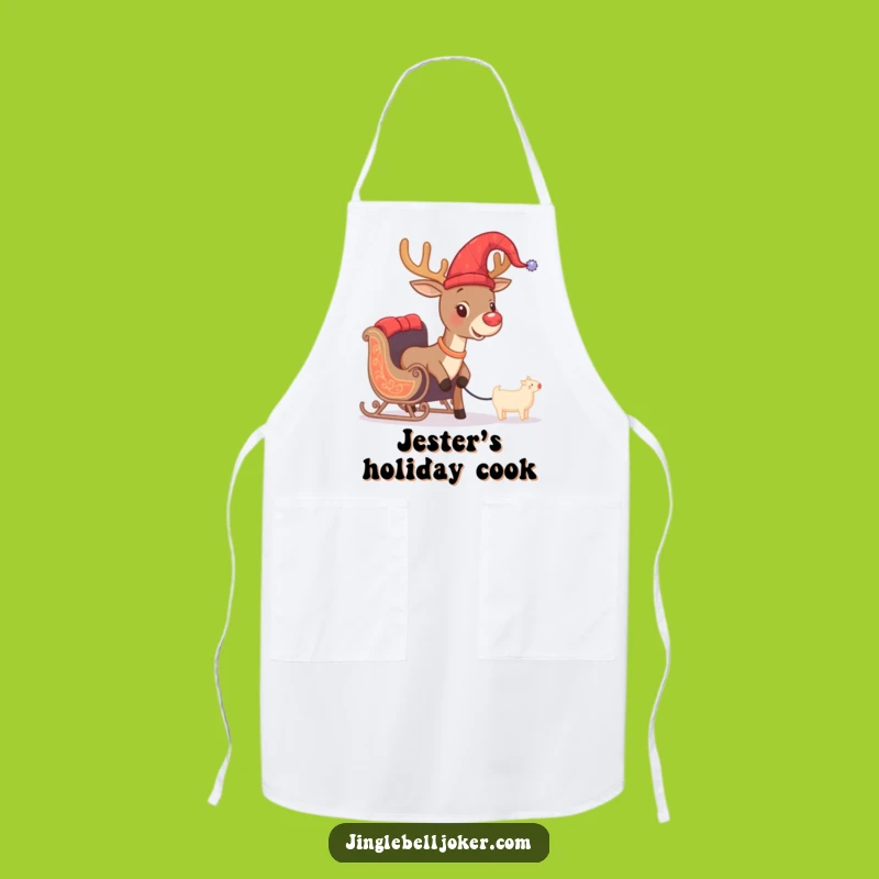 Funny Jester Reindeer Apron: Hilarious Kitchen Wear for Festive Cooking Adventures