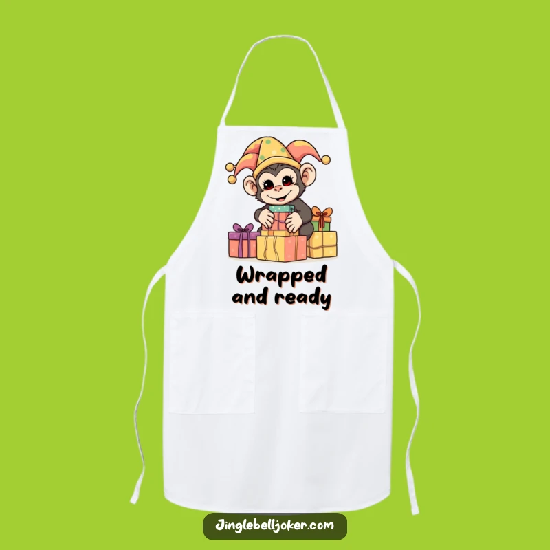 Funny Monkey Jester Apron: Kitchen Fun Stacking Presents