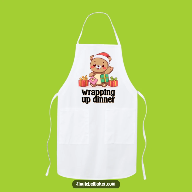 Funny Kawaii Bear Santa Apron: Festive Kitchen Fun - Hilarious Funny Gift!