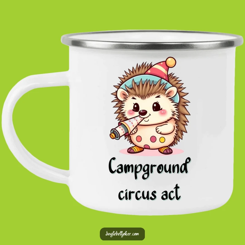 Funny Kawaii Clown Hedgehog Camping Mug: Cute Party Animal Blowing Horn, Outdoor Funny Gift