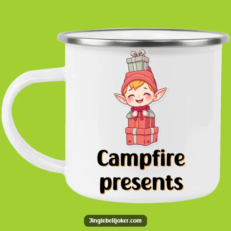 Funny Elf Presents Camping Mug: Durable Holiday Humor for Adventures