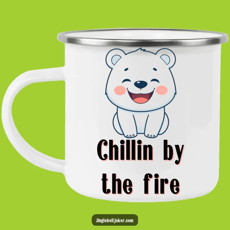 Funny Happy Polar Bear Camping Mug: Arctic Cheer Outdoors, Perfect Funny Gift