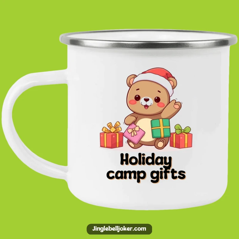 Funny Kawaii Bear Santa Camping Mug: Festive Sips - Perfect Funny Gift!