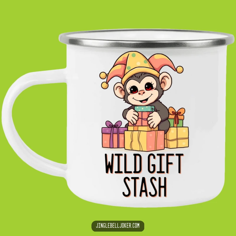 Funny Monkey Jester Camping Mug: Adventure Fun Stacking Presents