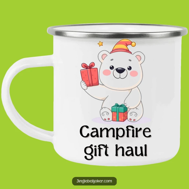 Funny Polar Bear Jester Camping Mug: Adventure and Humor Outdoors!