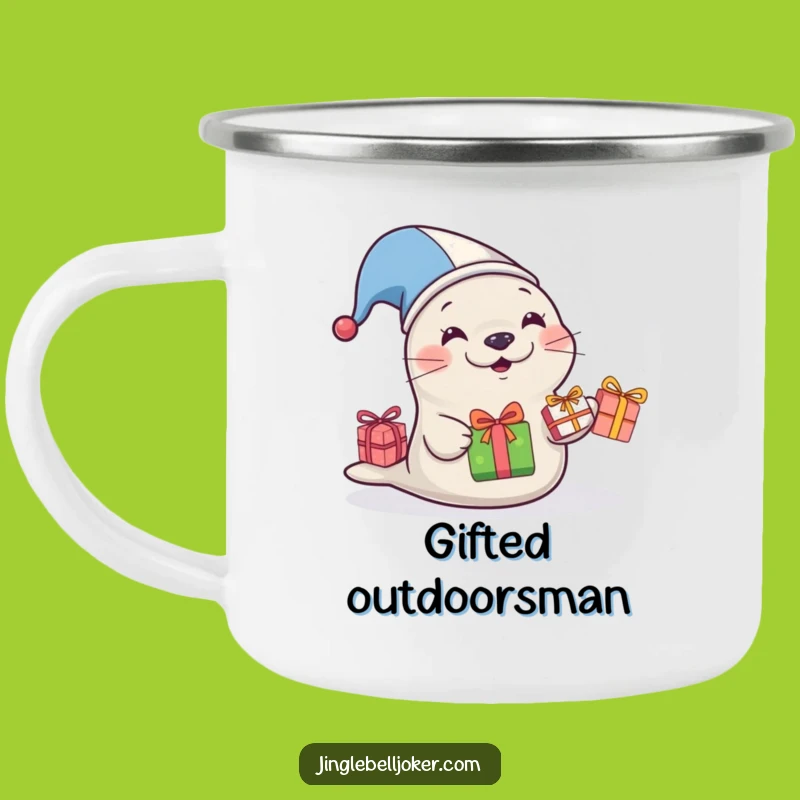 Funny Jester Seal Camping Mug: Sip Laughs on Your Adventures!