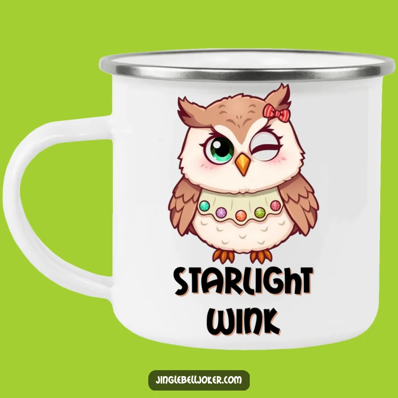 Funny Owl Jester Wink Camping Mug Outdoor Holiday Glitter Festive Gift