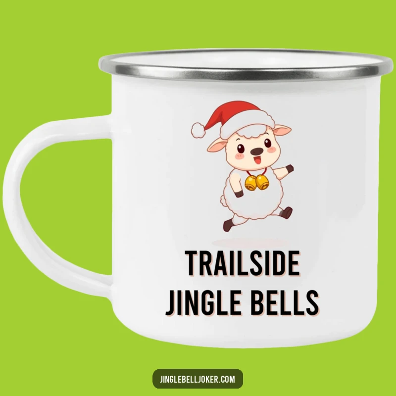 Funny Kawaii Santa Sheep Camping Mug: Cute Festive Animal Skipping Happily, Outdoor Funny Gift