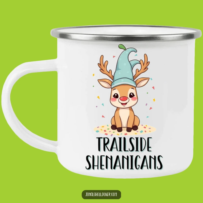 Funny Reindeer Jester Camping Mug: Confetti Holiday Cup, Humorous Gift
