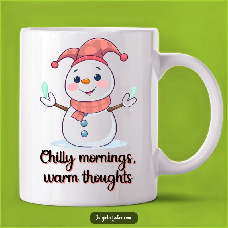 Funny Snowman Jester Mug: Hilarious Winter Juggling Gift for Cold Fun