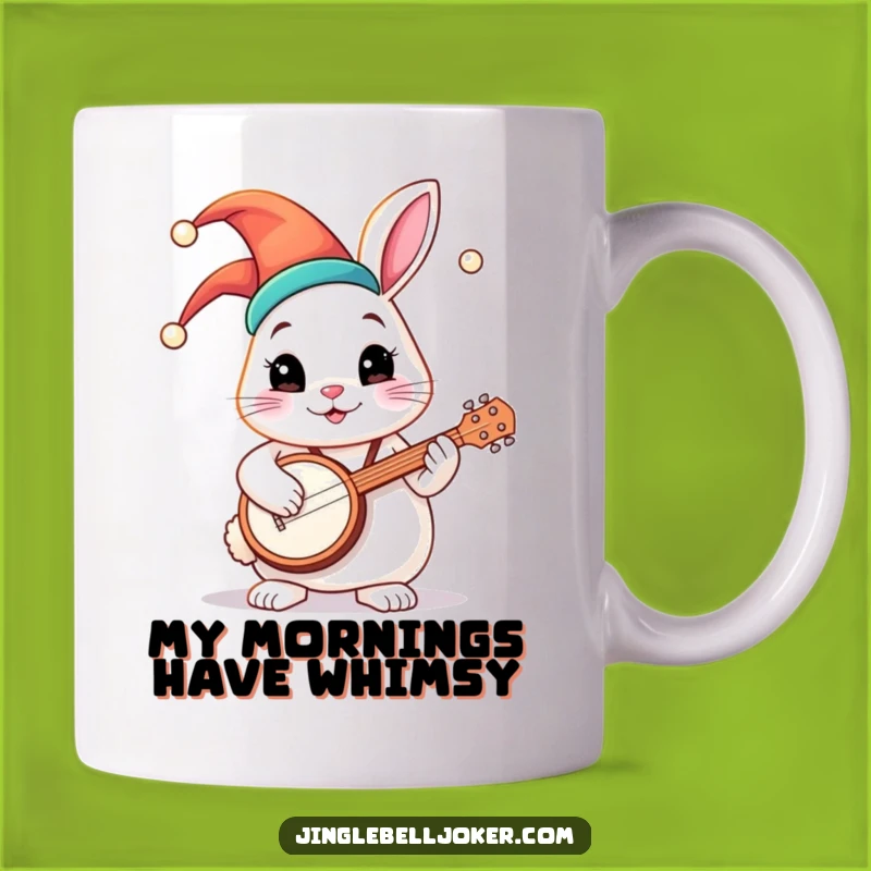 Funny Jester Bunny Banjo Mug: Whimsical Musical Character, Perfect Gift