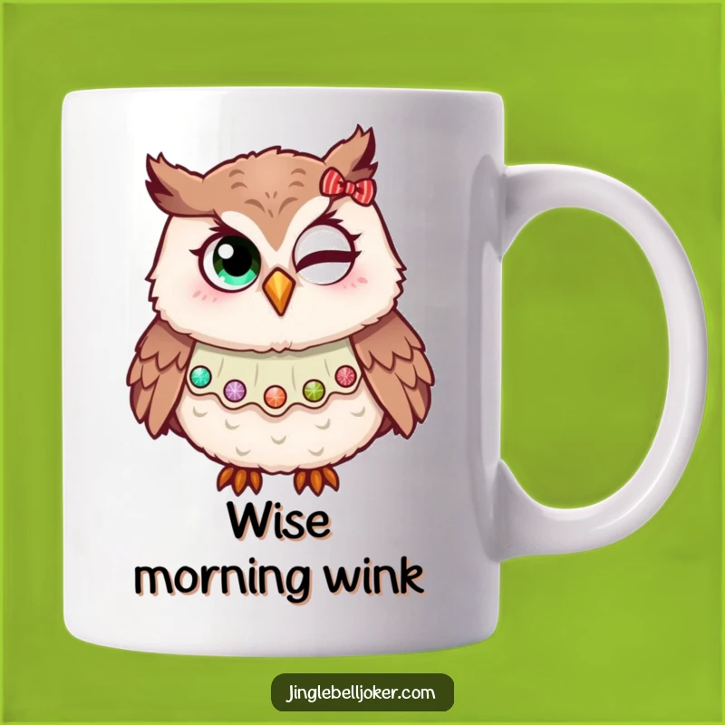 Funny Owl Jester Wink Mug Holiday Glitter Festive Humor Perfect Gift