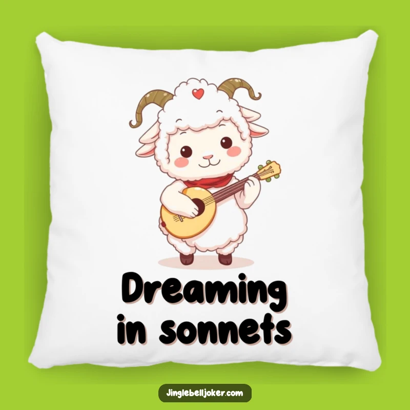 Funny Sheep Jester Pillow: Cozy Up with this Fluffy Character's Lute Serenade