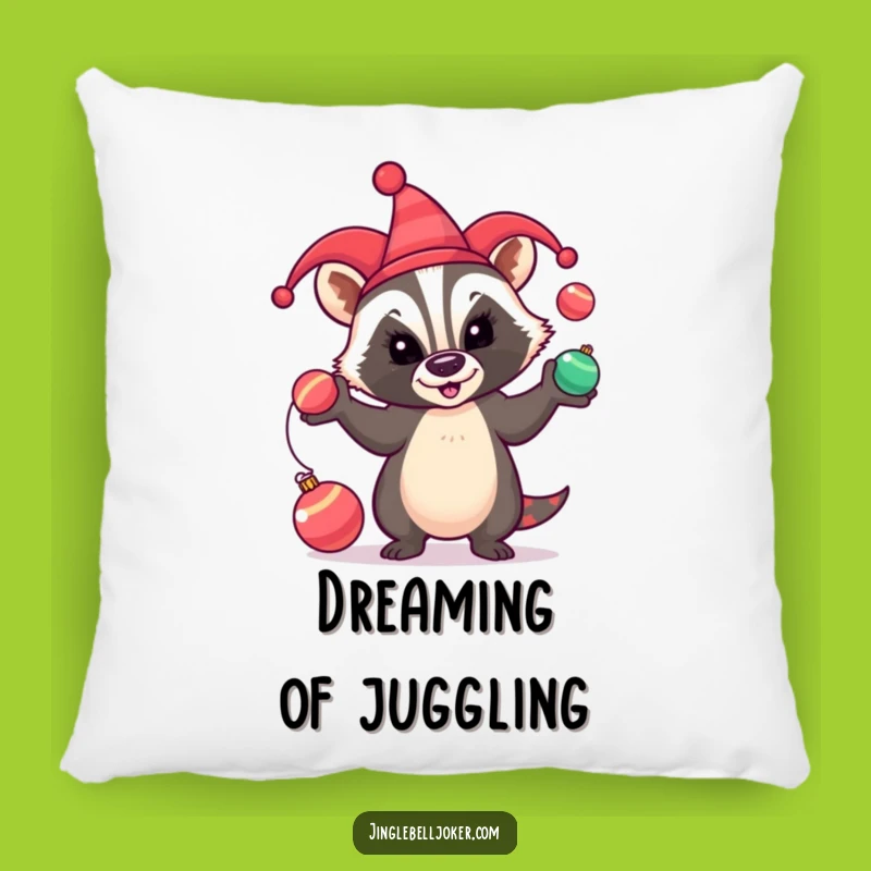 Funny Badger Jester Pillow: Hilarious Comedic Touch for Holiday Decor