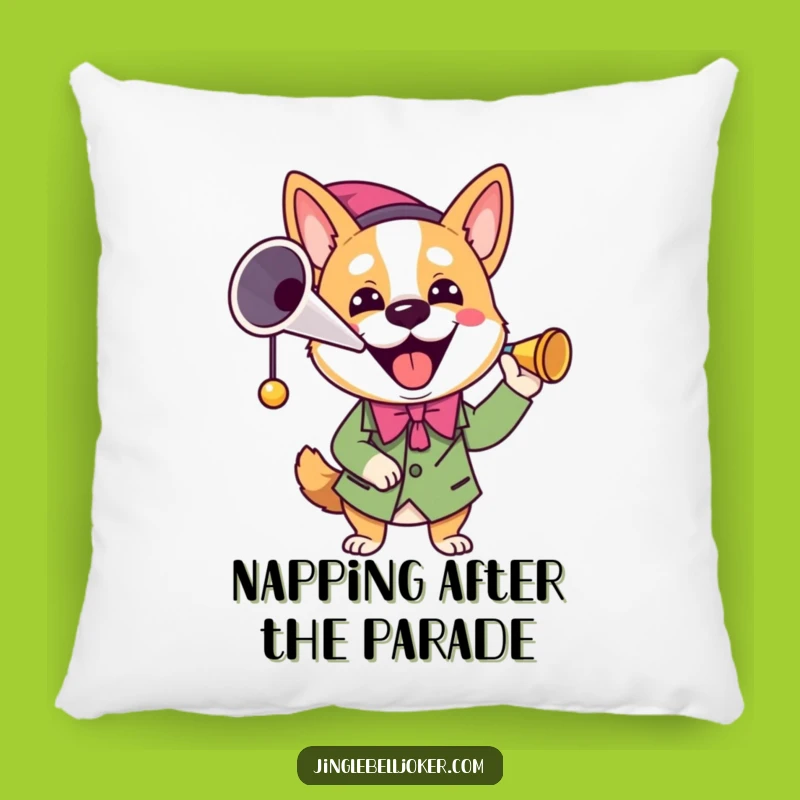 Funny Joker Dog Pillow: Snuggle Up with This Enthusiastic, Horn-Blowing Canine!