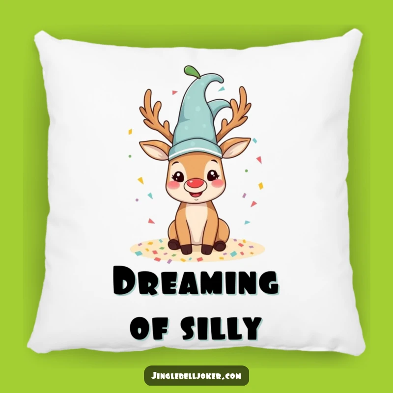 Funny Reindeer Jester Pillow: Cozy Confetti Cushion, Whimsical Humorous Holiday Gift