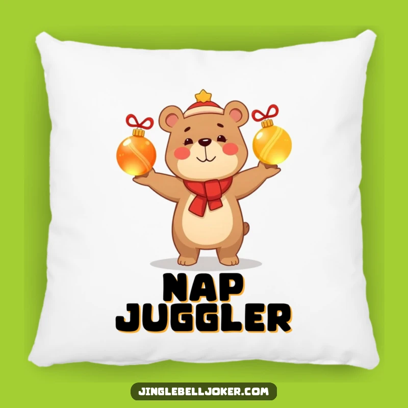 Funny Bear Juggler Pillow Cozy Smug Holiday Glow Christmas Gift