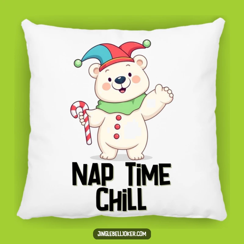 Funny Polar Bear Jester Pillow: Cozy & Comical Cushion for Comfort
