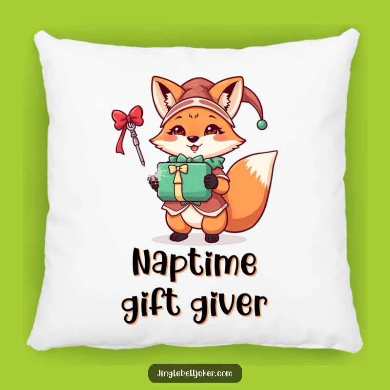 Funny Fox Jester Pillow: Cozy Festive Gift Holder Cushion