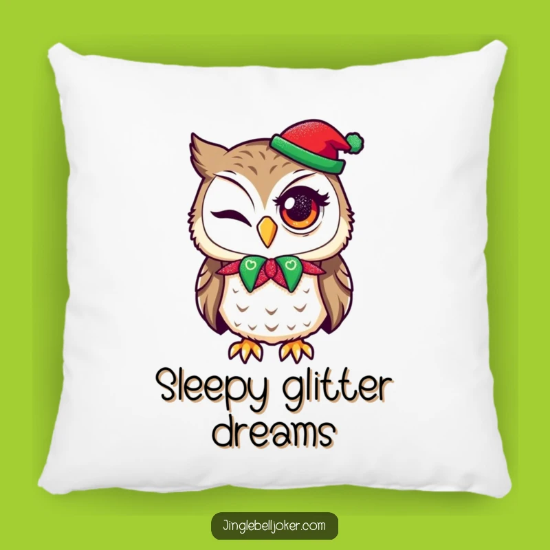 Funny Owl Jester Pillow - Hilarious Holiday Wink Cushion Gift