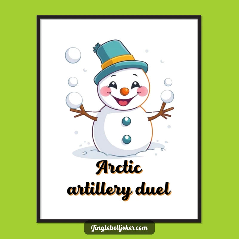 Funny Snowman Joker Digital Art: Playful Snowball Toss Print for Instant Joy