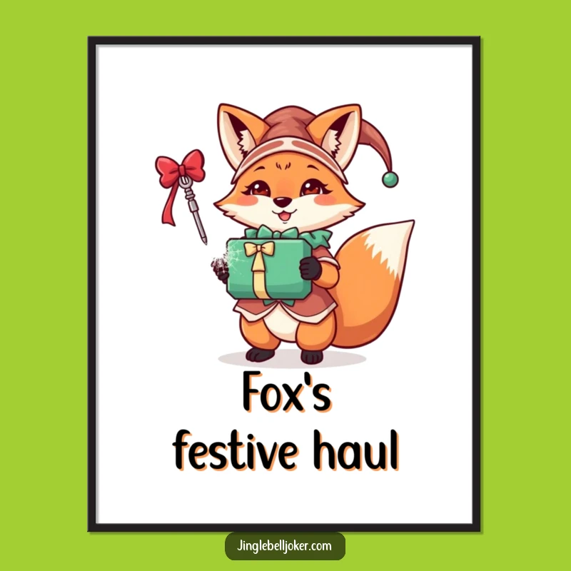 Funny Fox Jester Digital Art: Festive Gift Print for Instant Cheer