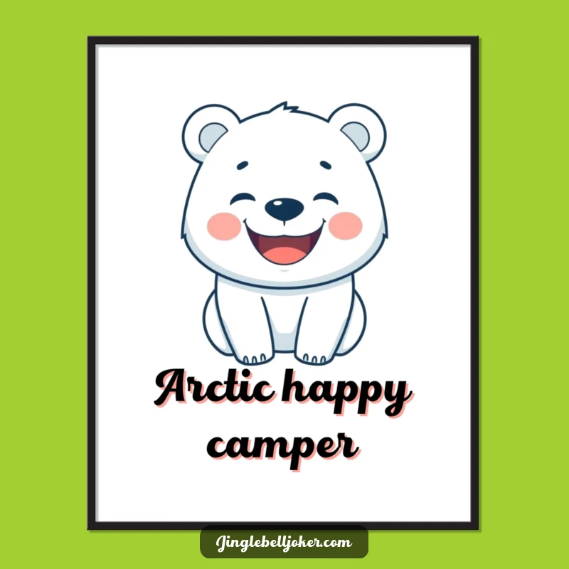 Funny Happy Polar Bear Digital Art: Instant Arctic Cheer Download, Great Funny Gift