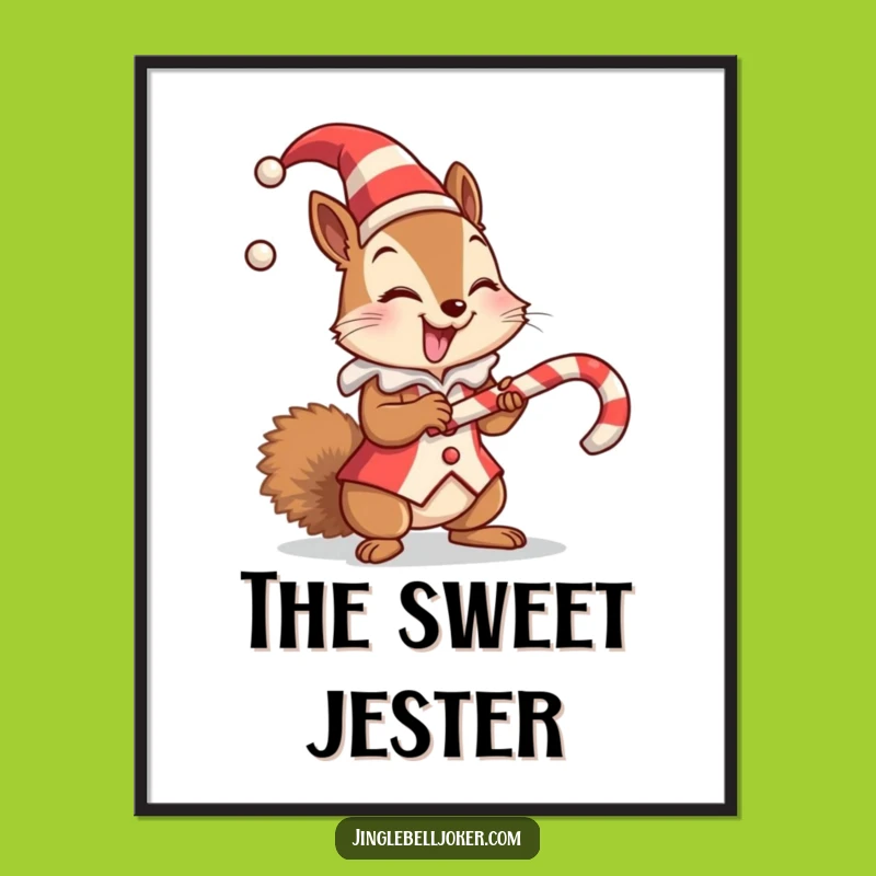 Funny Jester Squirrel Digital Art Print - Hilarious Holiday Decor Gift