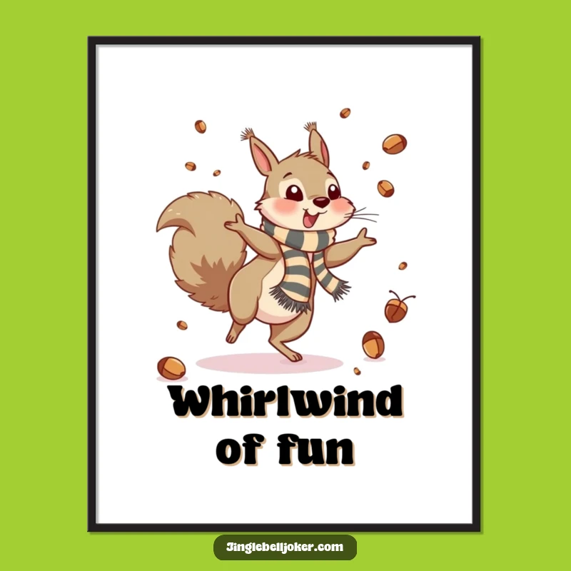 Funny Squirrel Cartwheel Art Print: Hilarious Woodland Fun for Your Walls