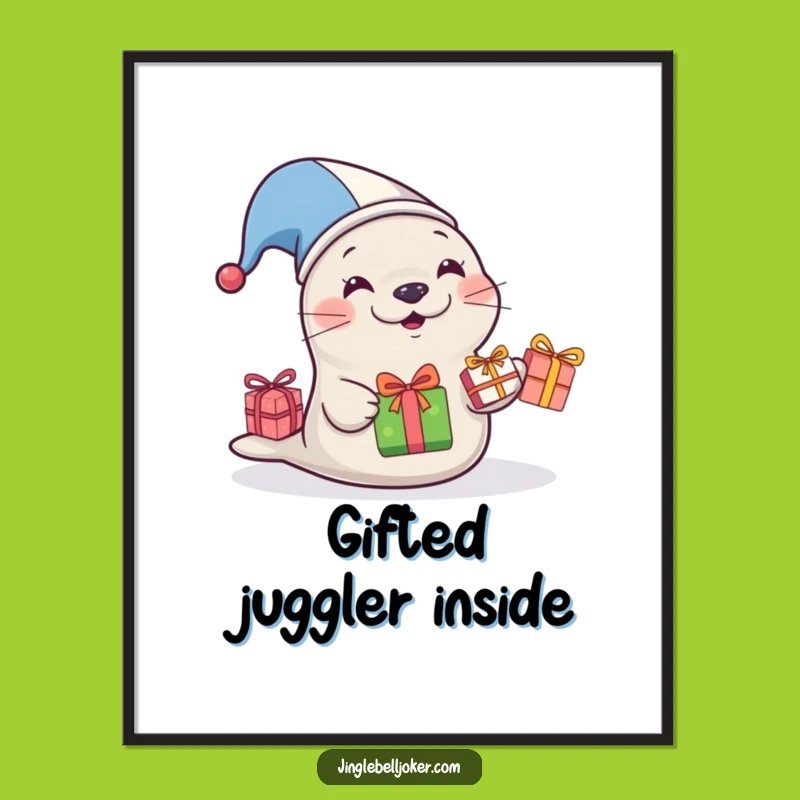 Funny Jester Seal Digital Print: Instant Hilarious Gift-Juggle Art for Your Walls!