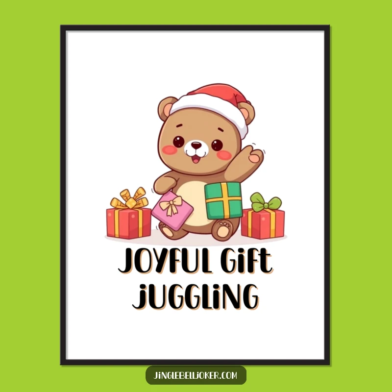 Funny Kawaii Bear Santa Digital Art: Instant Holiday Cheer - Perfect Funny Gift!