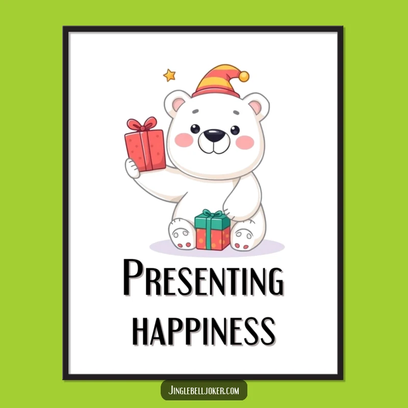 Funny Polar Bear Jester Digital Art: Instant Holiday Cheer for Walls!
