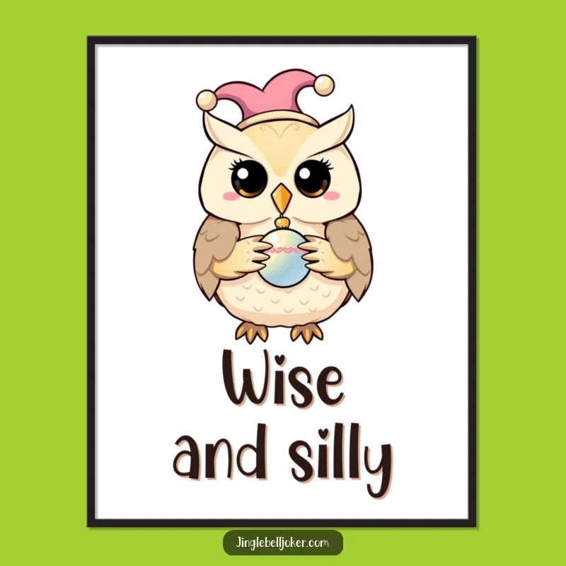 Funny Jester Owl Digital Art: Instant Whimsical Download, Great Funny Gift