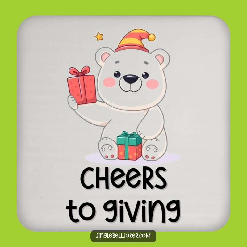 Funny Polar Bear Jester Coaster: Protect Surfaces with Festive Fun!