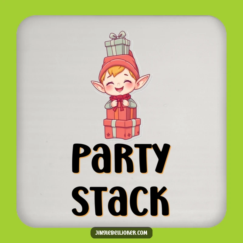 Funny Elf Presents Coaster: Protect Surfaces with Holiday Humor