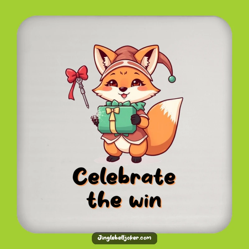 Funny Fox Jester Coaster: Protect Surfaces with Festive Charm