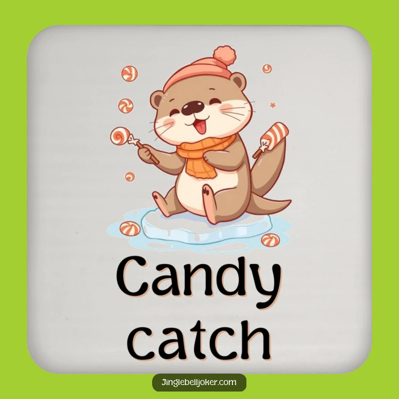 Funny Otter Ice Slip Coaster: Festive Candy Juggling Drink Protector, Great Gift