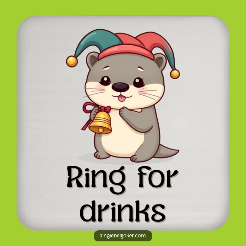 Funny Otter Jester Coaster: Protect Surfaces With Festive Bell Sounds