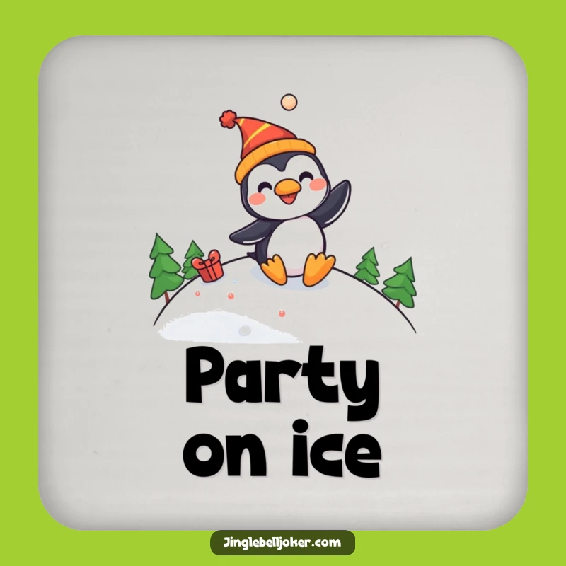 Funny Penguin Jester Drink Coaster - Protect Surfaces with Humor