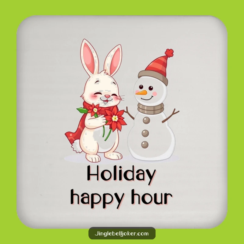 Funny Rabbit & Snowman Coaster Set: Cheerful Serenade, Protects Funny Gift