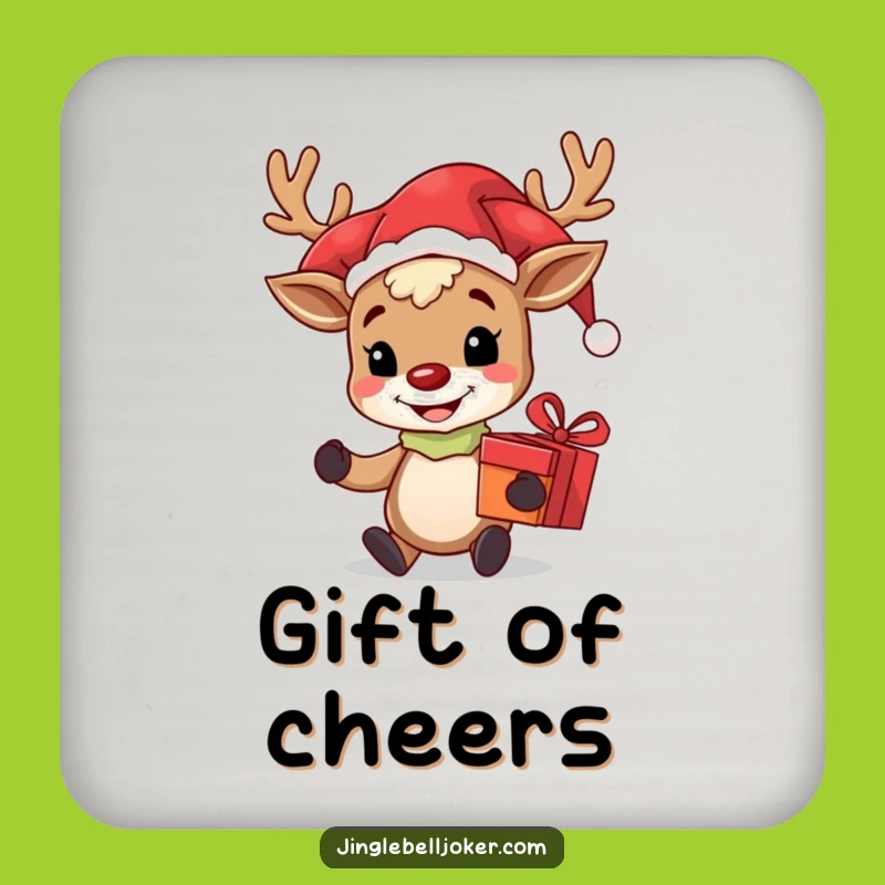 Funny Reindeer Jester Coasters: Festive Table Protection - Charming Funny Gift Set