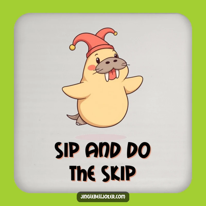 Funny Walrus Jester Coaster Set: Protect Surfaces with Whimsical Charm