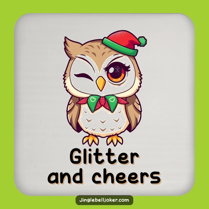Funny Owl Jester Drink Coaster - Hilarious Holiday Table Protector Gift