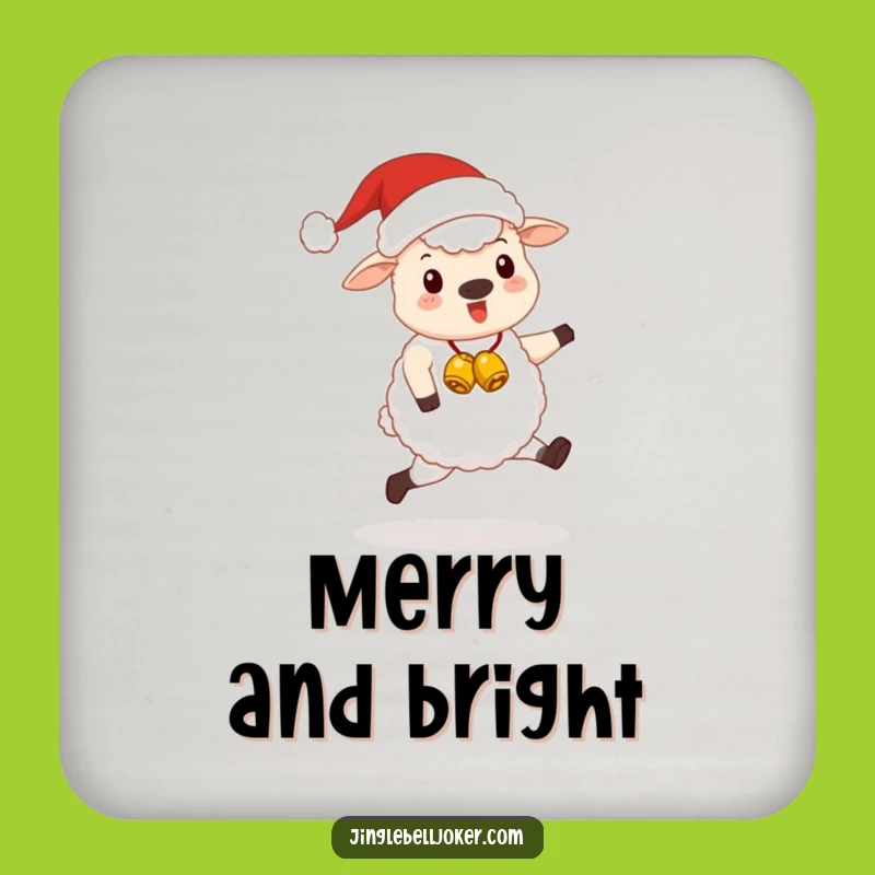 Funny Kawaii Santa Sheep Drink Coaster: Cute Festive Animal Skipping Happily, Protect Furniture Funny Gift