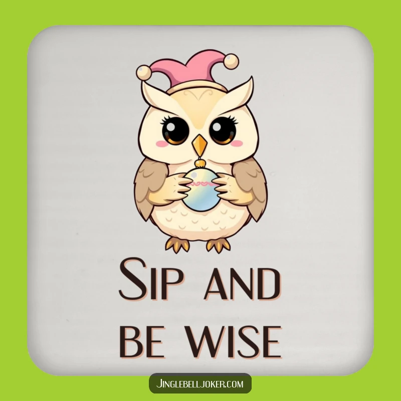 Funny Jester Owl Coaster: Whimsical Surface Protection, Ideal Funny Gift