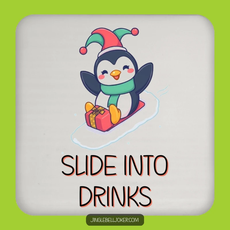 Funny Penguin Jester Coaster: Protect Surfaces With Sliding Fun