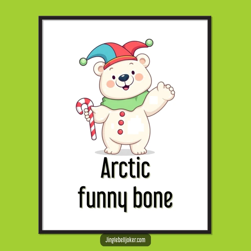 Funny Polar Bear Jester Poster: Comical Costume Pose Art for Walls