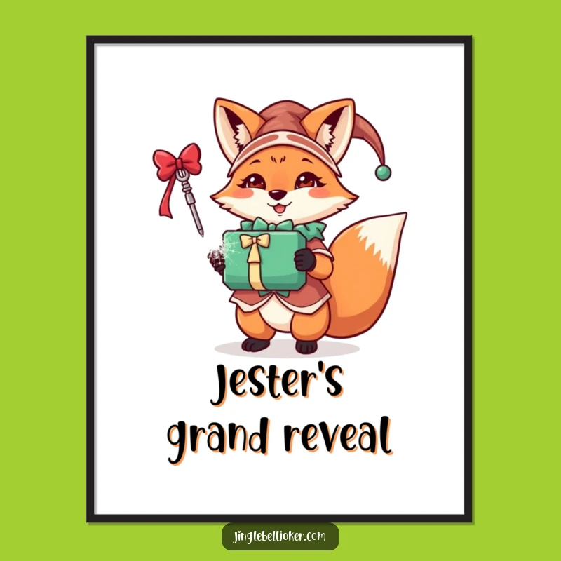Funny Fox Jester Poster: Festive Gift Art for Holiday Decor