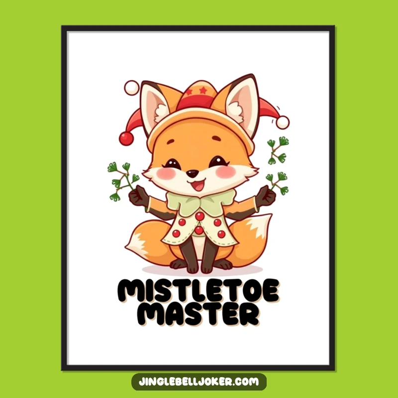 Funny Fox Jester Poster: Festive Juggling Art With Holiday Charm