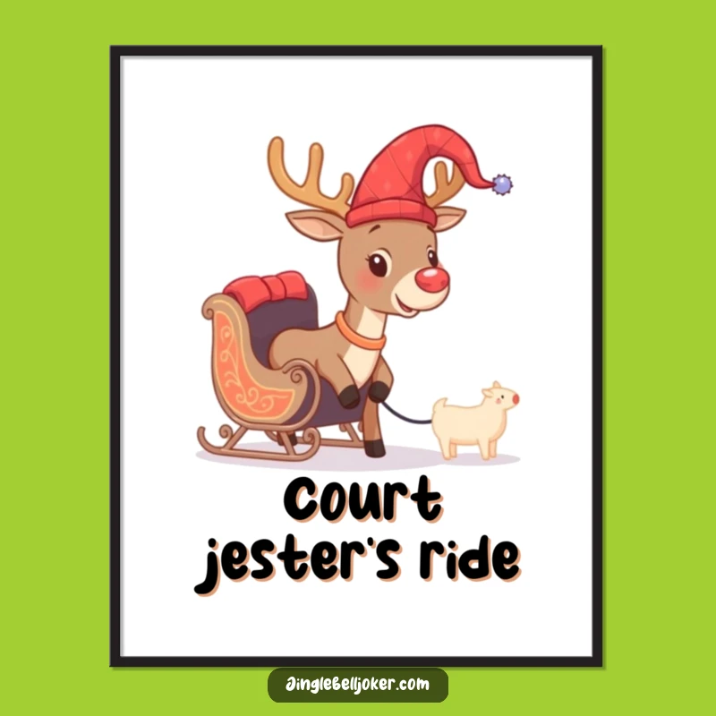 Funny Jester Reindeer Poster: Hilarious Holiday Wall Art for Festive Room Decor